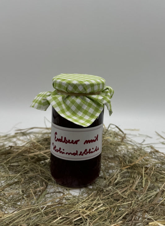 Erdbeer-Holunderblüte-Konfitüre 250 g von Hof Stegerhoff