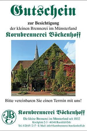 GUTSCHEIN zur Brennereibesichtigung inkl. Verkostung von Kornbrennerei Böckenhoff